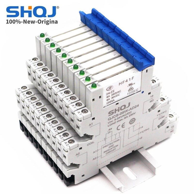 41F-1Z-C2-1 HF41F 24-ZS 12-ZS 5V 12V 24V 230V 6A 1CO Slim/SSR Tiếp Sức Gắn Trên vít Ổ Cắm Có Đèn LED Hàn Sang Trọng Rơ Le