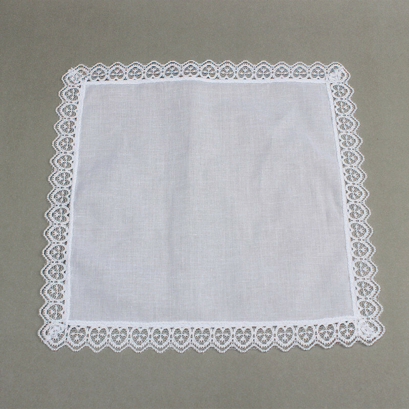 4 pçs/lote Coração lado lenço de algodão puro branco pequeno lenço mão graffiti DIY lace lenço