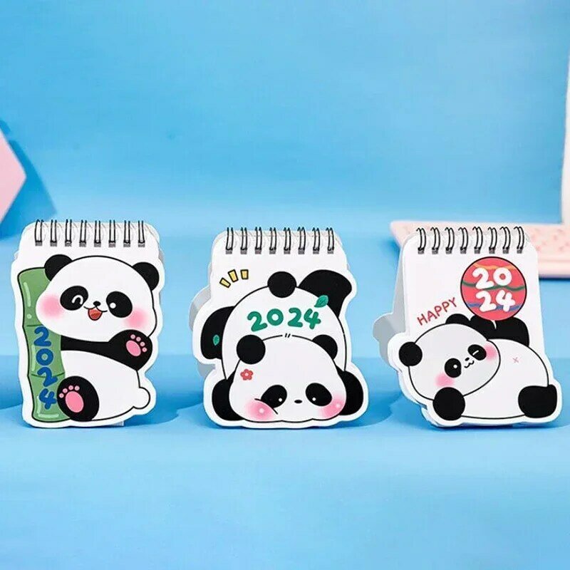 2024 Desk Calendar Kawaii Panda Coil Calendar Book Annual To Do List Daily Planner Agenda Organizer Stationery Office Supplies