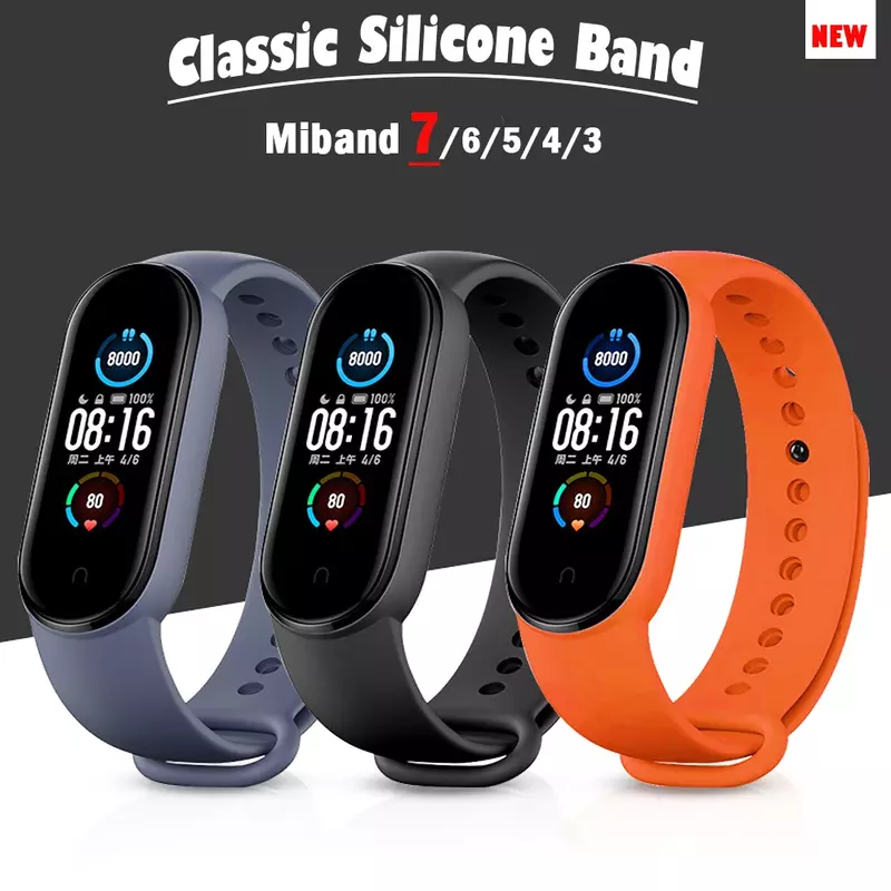 Silicone Watch Strap For Xiaomi Mi Band 7 6 5 4 3 Wristband Bracelet Wrist Straps MiBand 3/4 band5 band6 Smartwatch Accessories