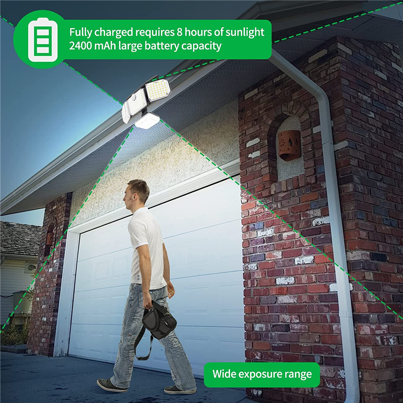 48/112/182 Lampu LED Tenaga Surya Lampu Keamanan Luar Ruangan dengan Lampu Sorot Sensor Gerak Yang Dapat Disesuaikan IP65 Tahan Air untuk Jalur Taman