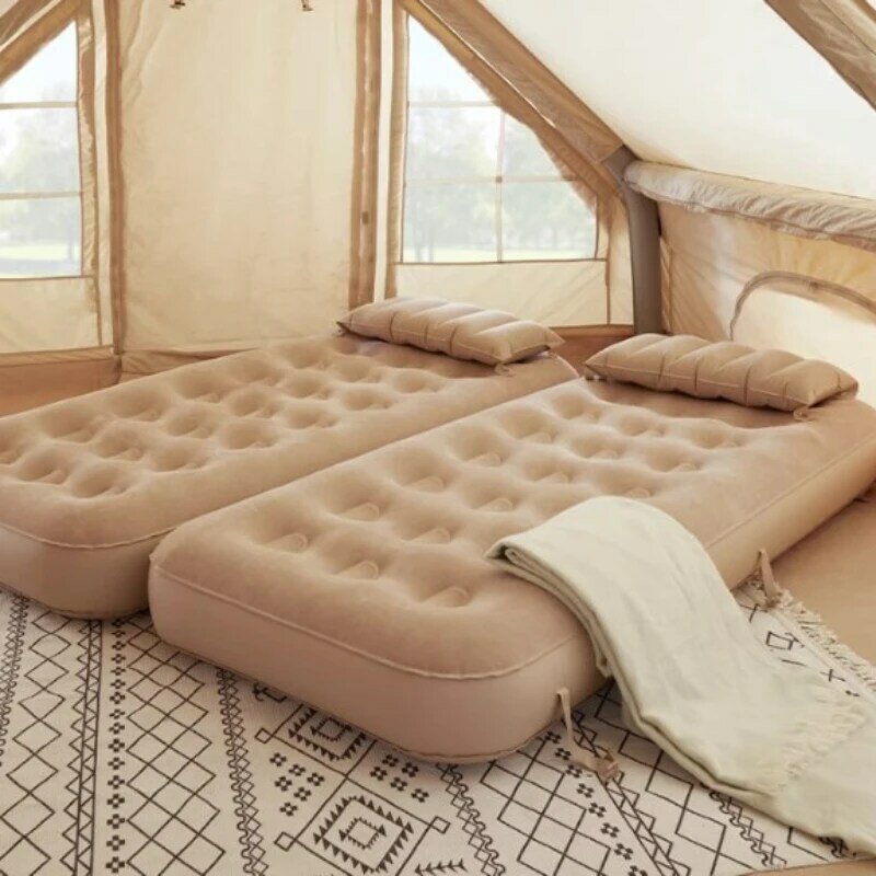 ที่นอนเป่าลมสำหรับตั้งแคมป์กลางแจ้งแบบพกพาพื้น tempat tidur tiup ขนาดคิงไซส์โซฟาแบบพับได้เฟอร์นิเจอร์กลางแจ้งแบบสูบลมได้