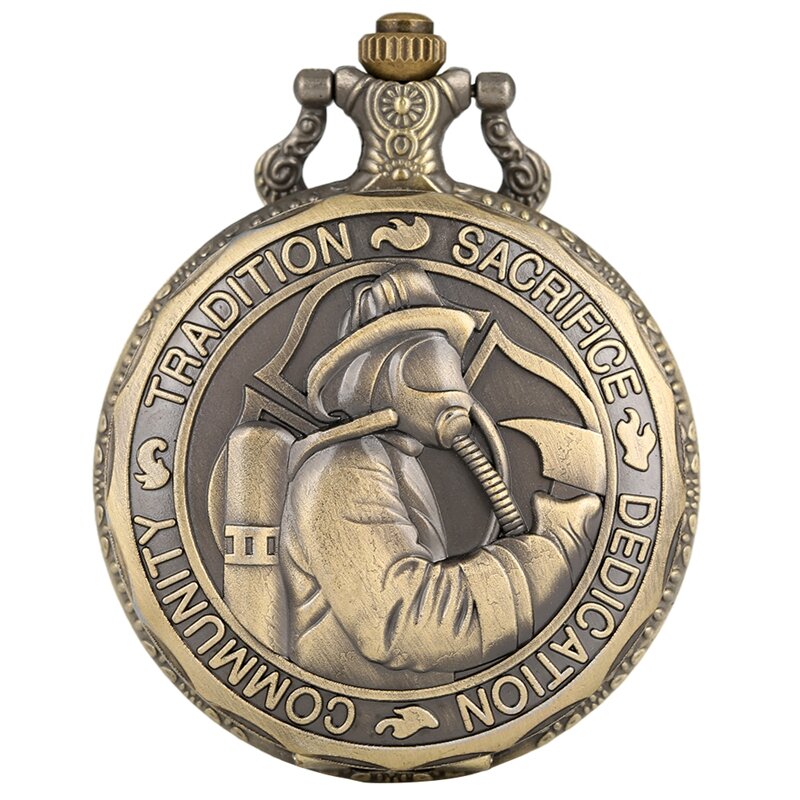Vintage Bronze Tradition Sacrifice Quartz Necklace Pocket Watch  Arabic Numerals Display Pendant Pocket Clock Collections Gifts