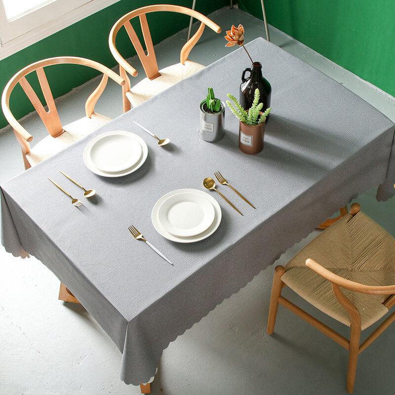 장식용 방수 직사각형 테이블 커버, 솔리드 컬러, PVC 식탁보, 내유 테이블 커버