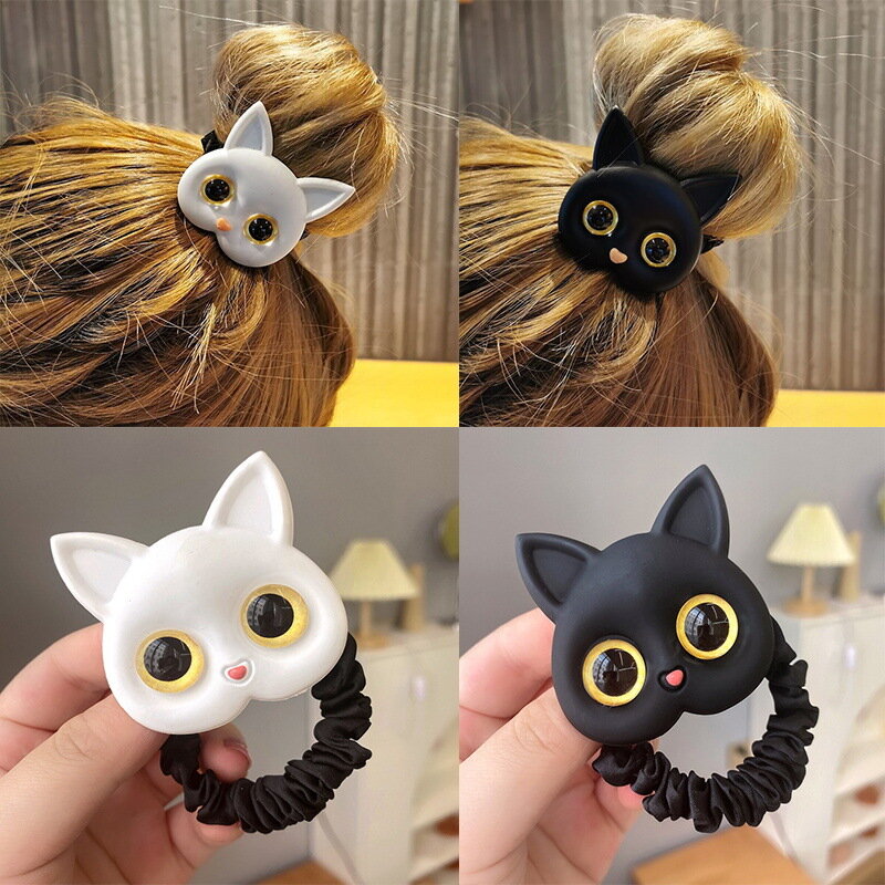 Ikat Kepala Wajah Hewan Kartun Mode Headrose Elastis Kucing Kelinci Mata Besar Lucu untuk Wanita Anak-anak Perempuan Aksesori Rambut Penutup Kepala
