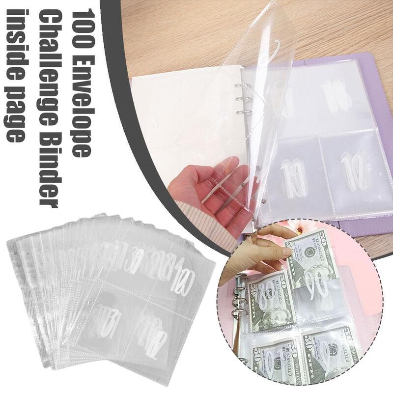 100 Envelope Challenge Binder Inside Page Transparent Photocard Photo Binder Storage Accessories Collector Kpop Pages B8D2