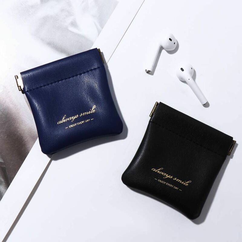 Custodia per articoli vari in pelle PU portatile Mini borsa per auricolari borsa per monete piccola custodia protettiva per auricolari borsa per cosmetici