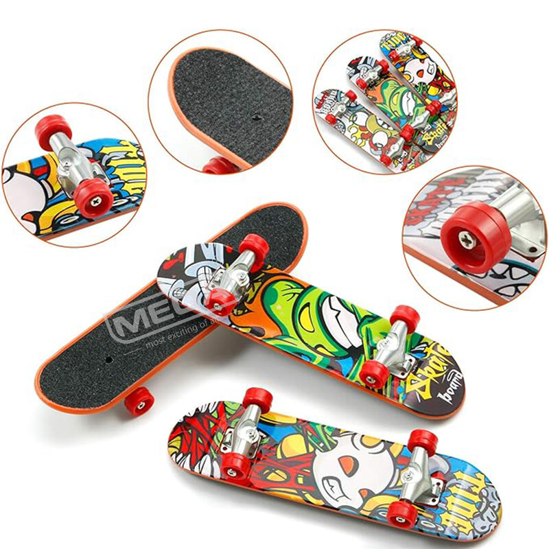 Mini Skate Dedo com Superfície Fosco, Double Warping Plate, Ponte de Metal, Cor Aleatória, Presente Kids, 12 Pçs/lote