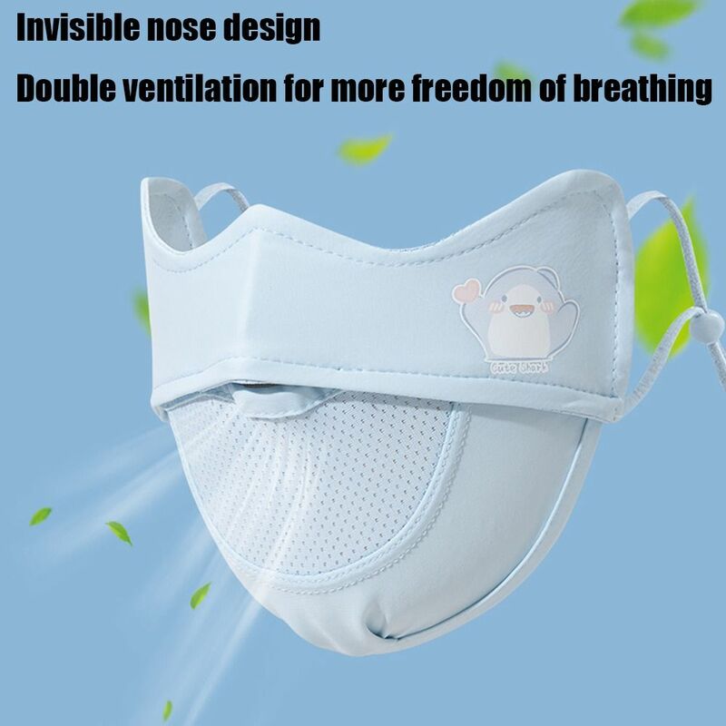 Máscara de seda de gelo padrão infantil, anti-UV respirável, máscara facial sem rastreamento, anti pólen e protetor solar, fofa