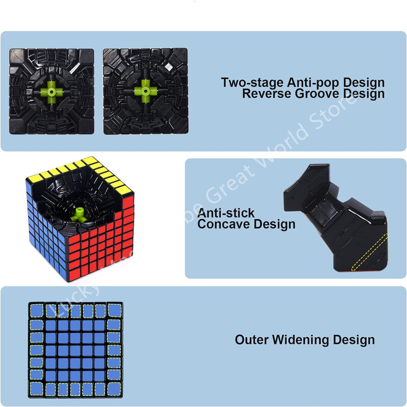 Qiyi 7x7 스피드 전문 매직 큐브 퍼즐, 스티커리스, 7x7x7 매직 큐브, 교육용 장난감, 어린이 선물