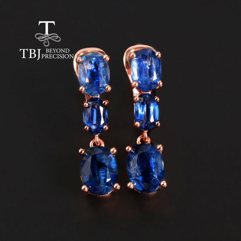 Batu permata biru tua gesper anting menjuntai 925 perak murni perhiasan kyanite alami untuk wanita istri ibu hadiah unik