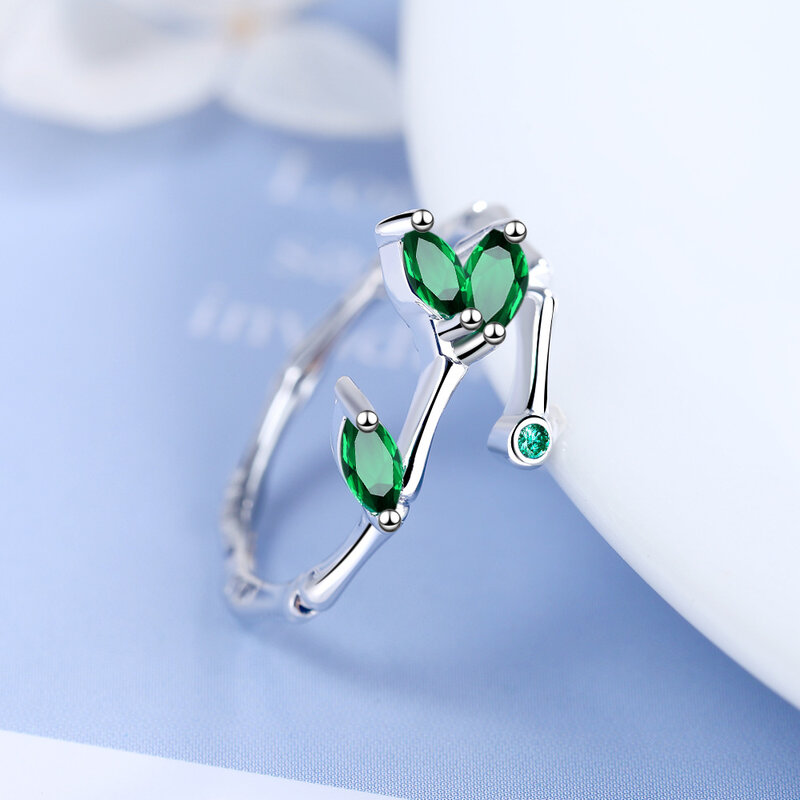 925 srebro gałązka zielony liść pierścienie dla kobiet luksusowy projektant biżuteria akcesoria przedmioty z bezpłatną wysyłką GaaBou biżuteria