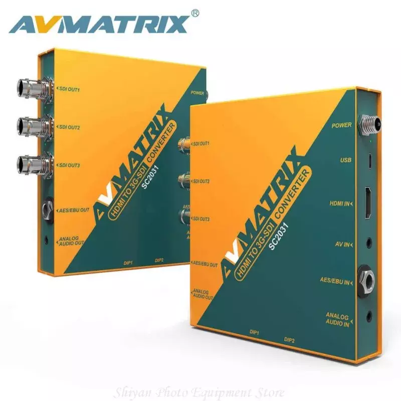 AVMATRIX-Convertidor de escalado SC2031, HDMI a 3G-SDI, Triple paralelo, salidas SDI, incrustación de Audio con Control de interruptores DIP