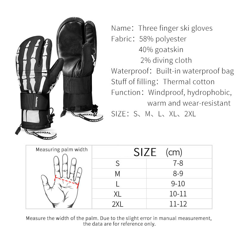 Rękawice narciarskie damskie męskie wodoodporne izolacja termiczna Trzy palce  Skóra 3M Thinsulate zimowe ciepłe rękawice snowboardowe akcesoria narciarskie