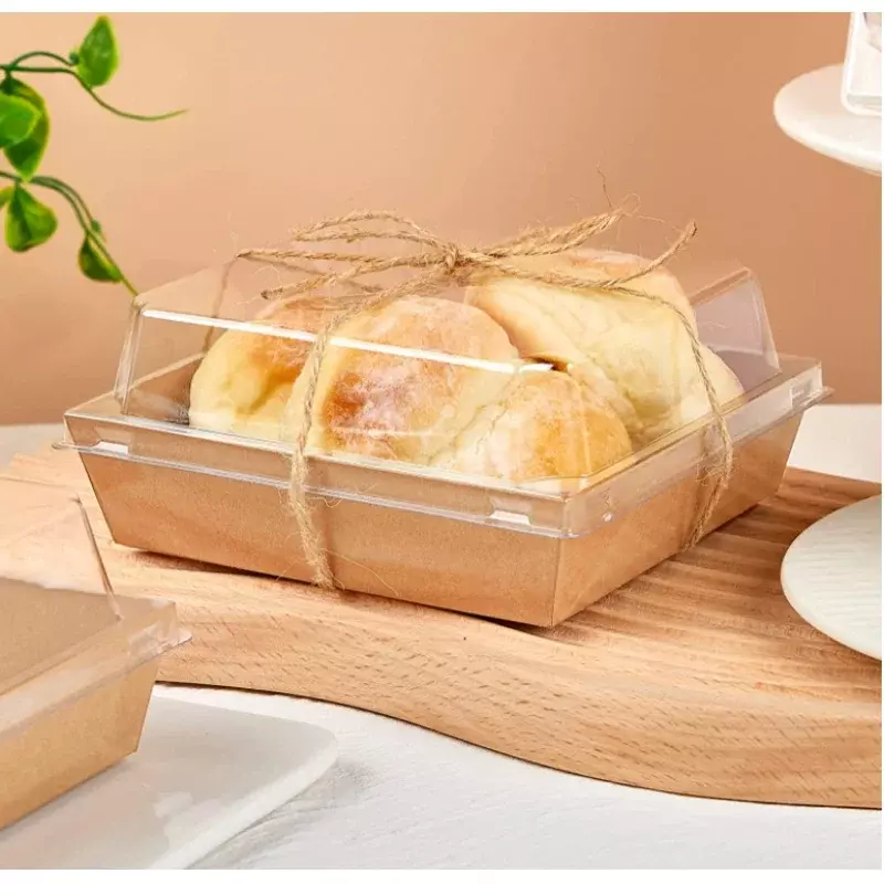 กล่องใส่อาหารทำจากกระดาษพร้อมฝากล่องแซนวิชทรงสี่เหลี่ยม