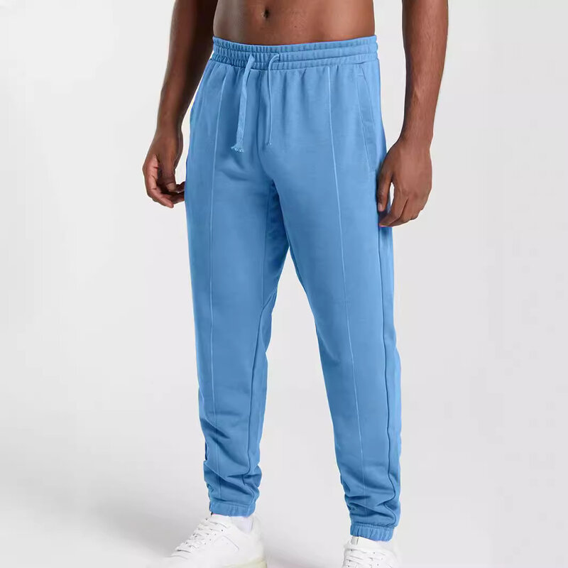 Pantalones de verano para hombre, pantalón informal, versátil, holgado, Fitness, Color sólido, con cordón, novedad