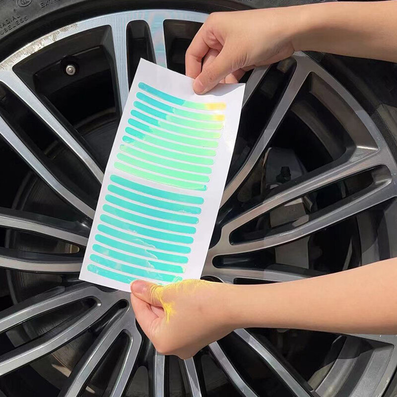 Car Wheel Hub Reflective Strips Tire Rim Colorful Sticker Night Driving Warning Decoration Fluorescence Safety Reflective Tape