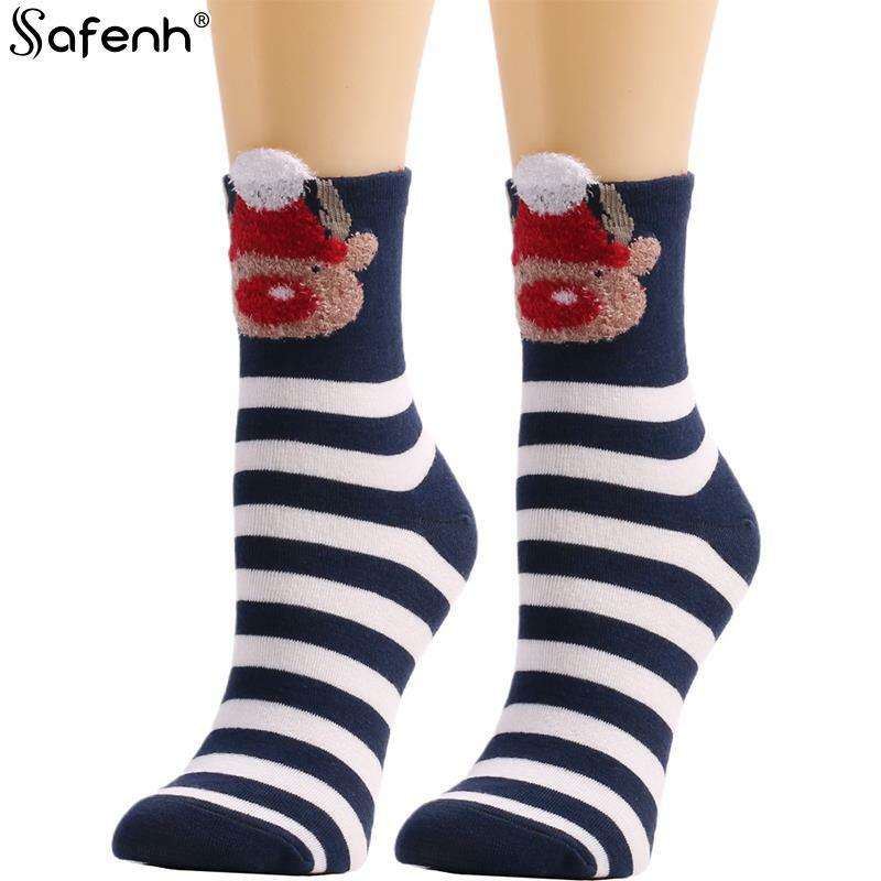 1 Pair Medium Tube Christmas Elk Women's Socks Cute Cartoon Christmas Socks Mid-calf Socks Christmas Socks