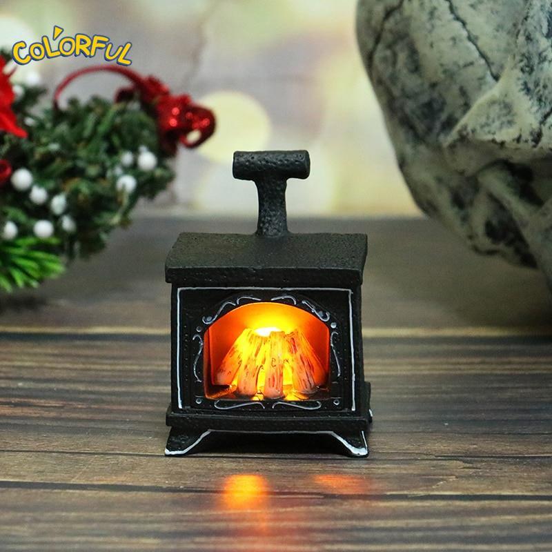 1Pcs 1:12 Dollhouse Miniature Simulation Mini Illuminated Fireplace Model DIY Accessories diy miniature doll house