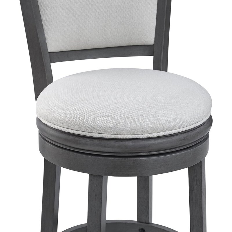 Taburetes de encimera giratorios tapizados, Taburetes de Bar de cocina, asiento de 24 "de altura, silla de madera, blanco crema, juego de 1