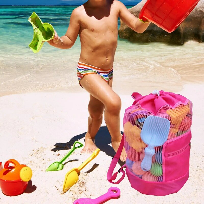 휴대용 접이식 해변 보관 가방, 여아용 해변 메쉬 가방, 해변 장난감 가방, 휴가 여행 피크닉 나들이 용품