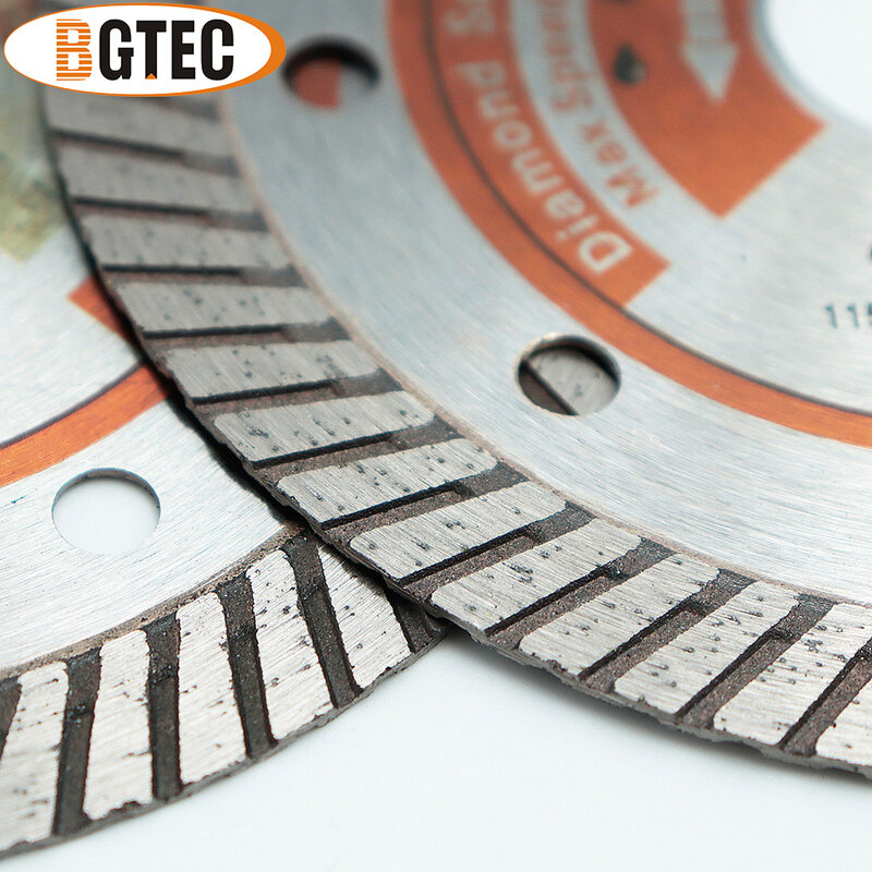 BGTEC 초박형 다이아몬드 터보 톱날 컷 플레이트 커팅 디스크, 세라믹 대리석 타일 스톤 앵글 연마기, 105mm, 115mm, 125mm, 세트당 10 개