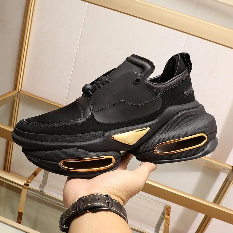 2024 High Quality Casual Sneakers Women Lace-up Round Toe Running Shoes Genuine Leather Leisure Shoes Unisex Comfy Sneakers Men