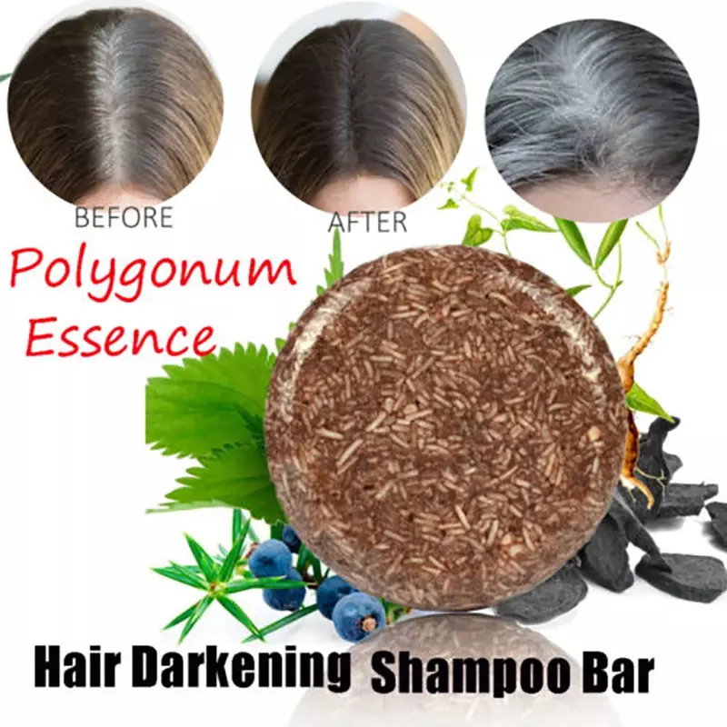 Polygonum Hair Darkening Shampoo Bar, Anti-Hair Loss Shampoo Sólido, Carvão De Bambu, Sabonete De Saúde, China Herb