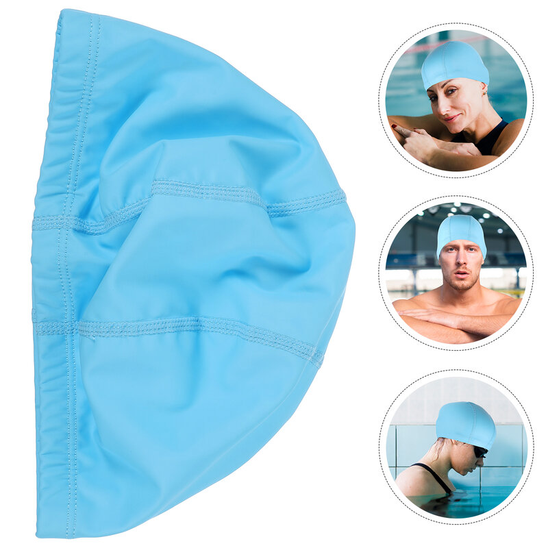 Nuovo tessuto impermeabile in PU protegge le orecchie capelli lunghi Sport acquatici piscina nuoto cuffie da bagno cappello Plus Size per uomini e donne adulti