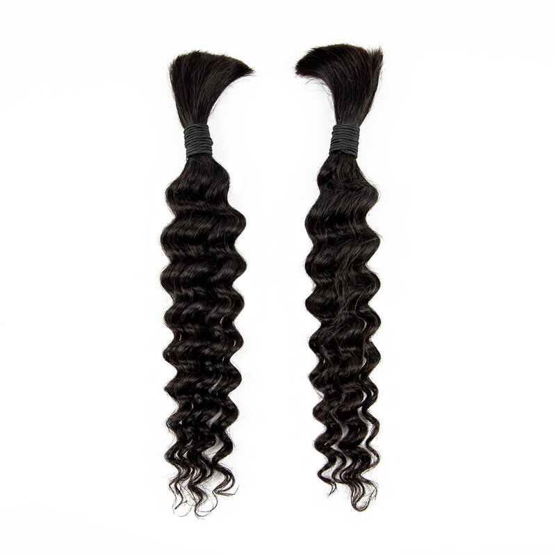 Extensiones de Cabello Afro rizado, cabello humano Afro de onda profunda a granel para trenzado, sin trama, Remy, 1/2/6 mechones