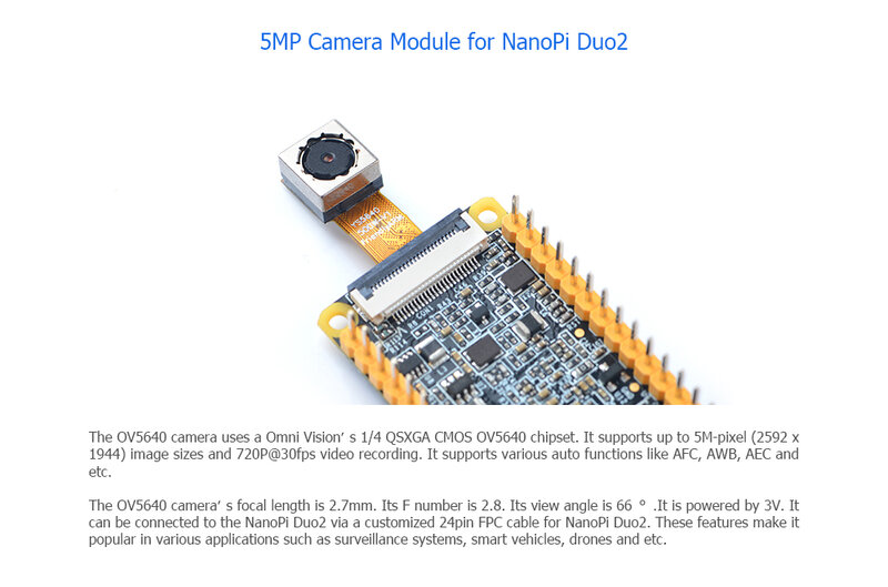 طقم وحدة الكاميرا لذراع NanoPi Duo2 و NanoPC ، سلسلة اللوحة التجريبية ، OV5460