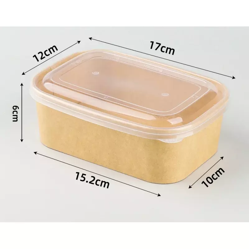 Product500ml 650ml 750ml 1000ml contenitori per alimenti rettangolari usa e getta ciotole per zuppa ciotole in carta Kraft con coperchi