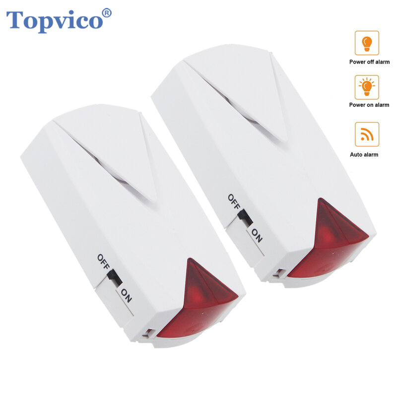 Topvico 2pcs Power Failure Alarm Off + On Detector Alert 100V - 220V Freezer / Medical Outage Sensor 118dB Loud Siren with LED