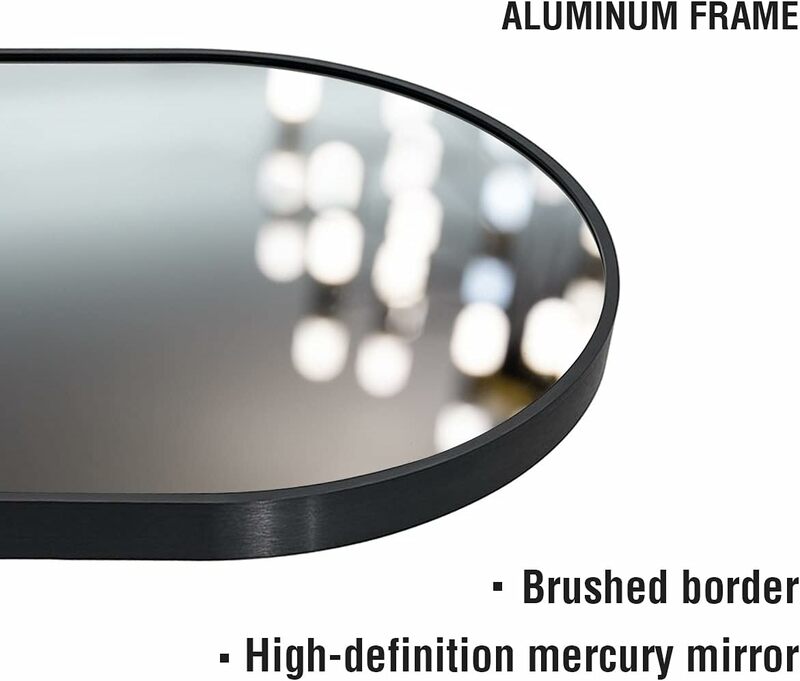 مرآة مقوسة بطول كامل ، قائمة أو مثبتة على الحائط ، إطار من الألومنيوم ، مرآة جسم مقاومة للانفجار ، أناقة تتفتح ، 70 × 31 بوصة