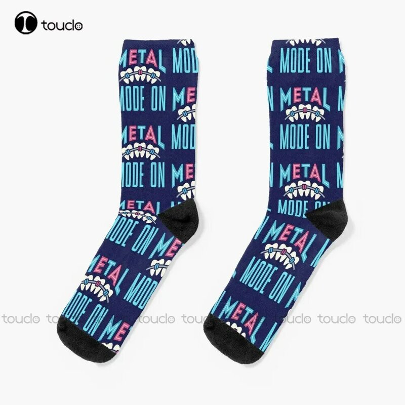 Носки в металлическом стиле для ортодонтистов, носки для мальчиков, индивидуальные носки унисекс для взрослых и подростков, Молодежные носки, забавный подарок на заказ
