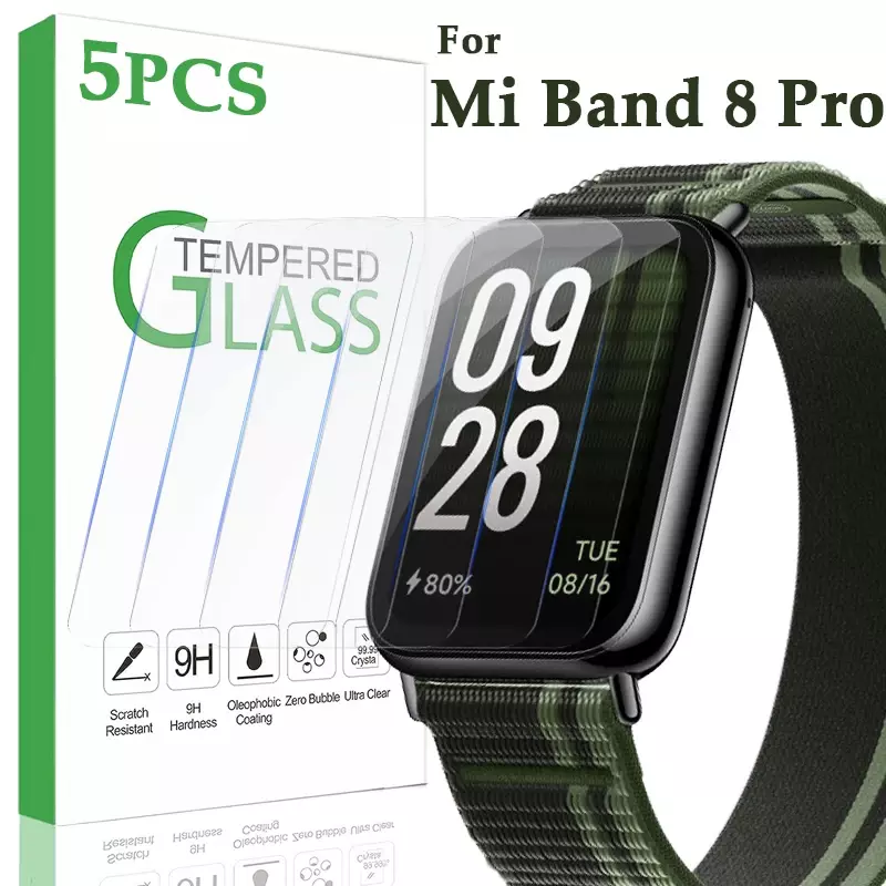 Protetor de tela de vidro temperado para xiaomi miband 8 pro, cobertura total, película protetora ultra clara para relógio inteligente