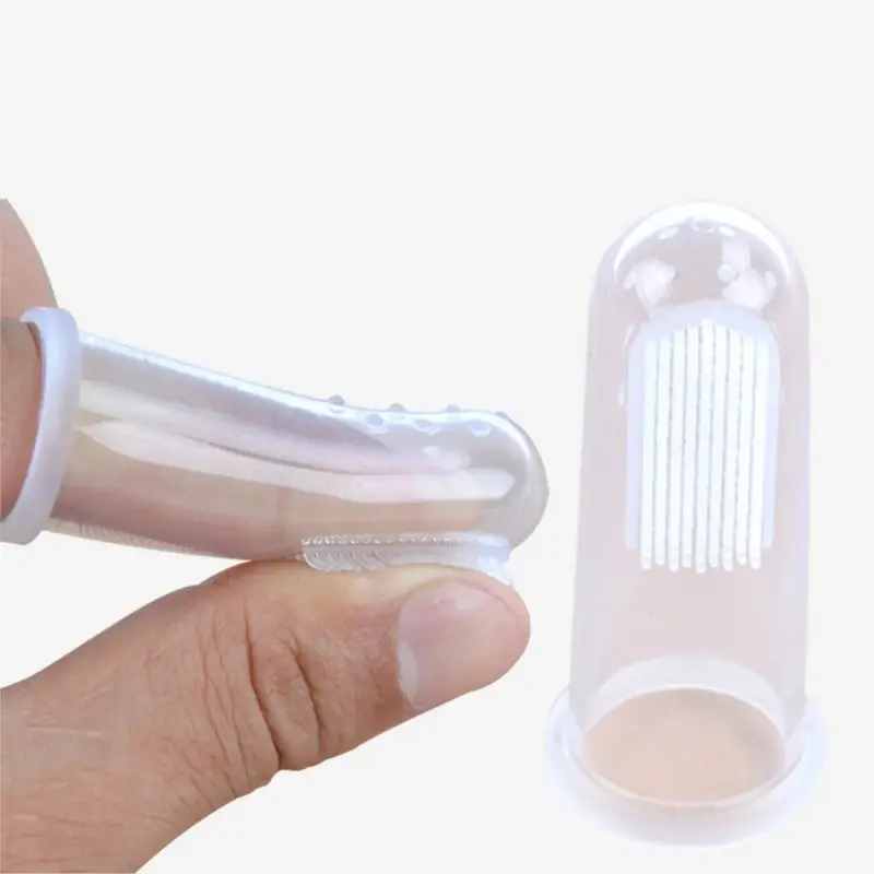 Cute Baby Finger spazzolino da denti Set denti per bambini massaggio trasparente morbido Silicone spazzola per la pulizia in gomma per neonati massaggiatore cure odontoiatriche