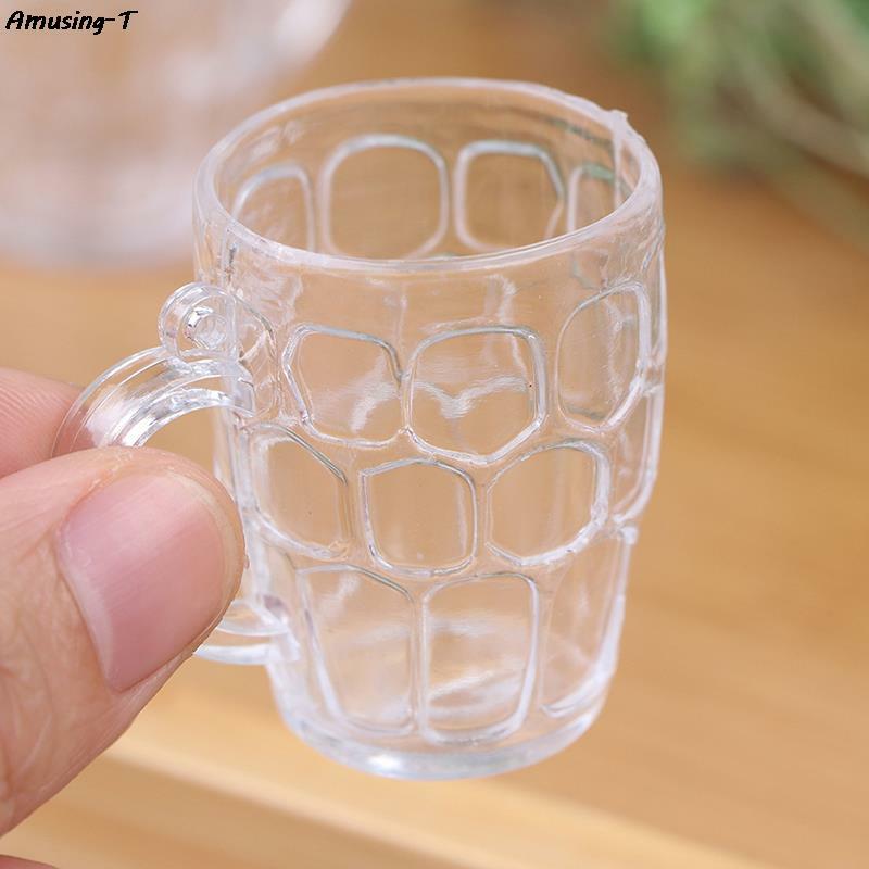 5pcs/set 1:12 Scale Resin Transparent Home Glass Model Goblet Miniature Mini Wine Beer Cup Dollhouse Craft DIY Parts