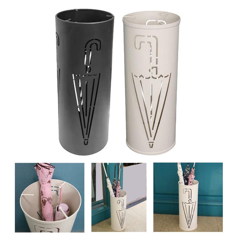 Fashion Umbrella Holder Metal Walking Crutch Holder Umbrella Container Storage Bucket for Entryway Home Office Storage Shelves