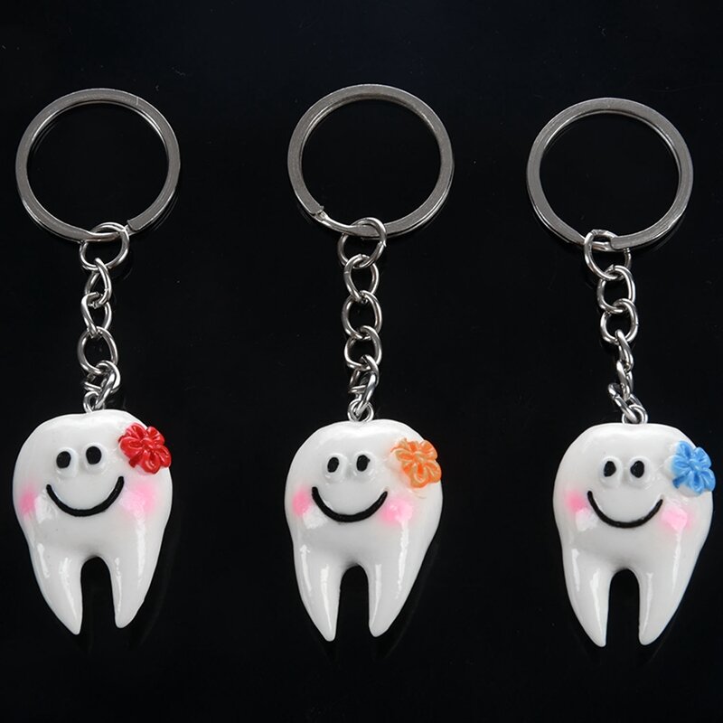 20 stücke Keychain Schlüssel Ring Hängen Zahn Form Nette Dental Geschenk