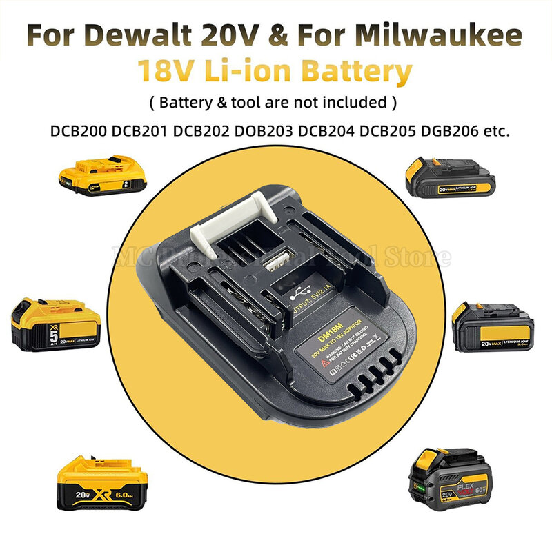 Adaptor baterai DM18M untuk Milwaukee untuk Dewalt ke baterai Makita Bl1830 Bl1850 konversi baterai 20V hingga 18V