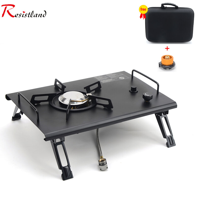 Camping Folding Removable IGT Wood Table Gas Stove  Portable lightweight Camp BBQ Grill Table Outdoor Picnic Fishing table