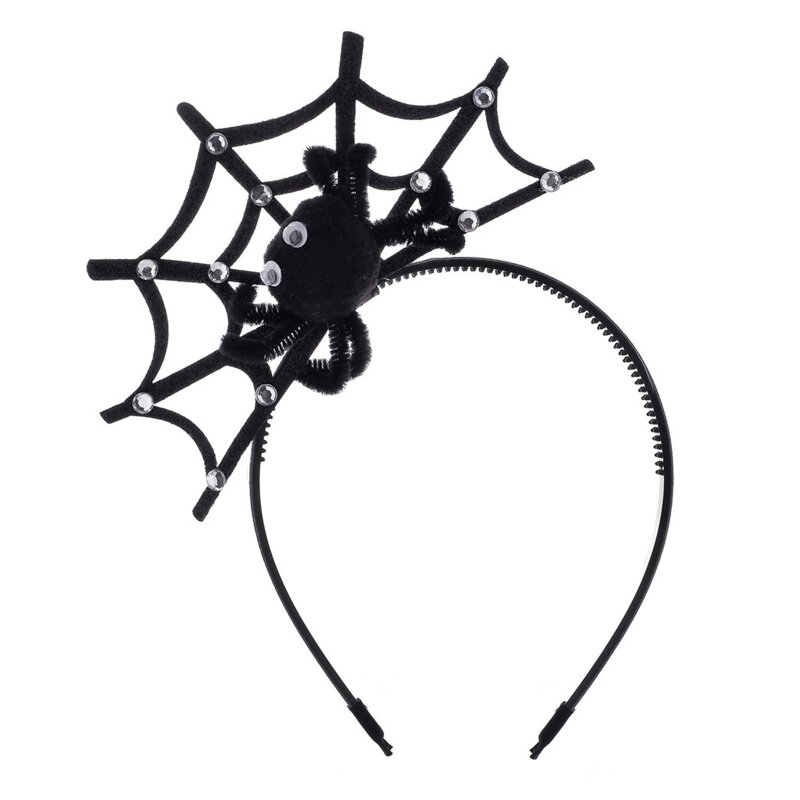 Diadema con forma de telaraña para mujer y niña, accesorios de disfraces de Halloween para adultos y niños, utilería de fotografía para fiesta Rave, novedad