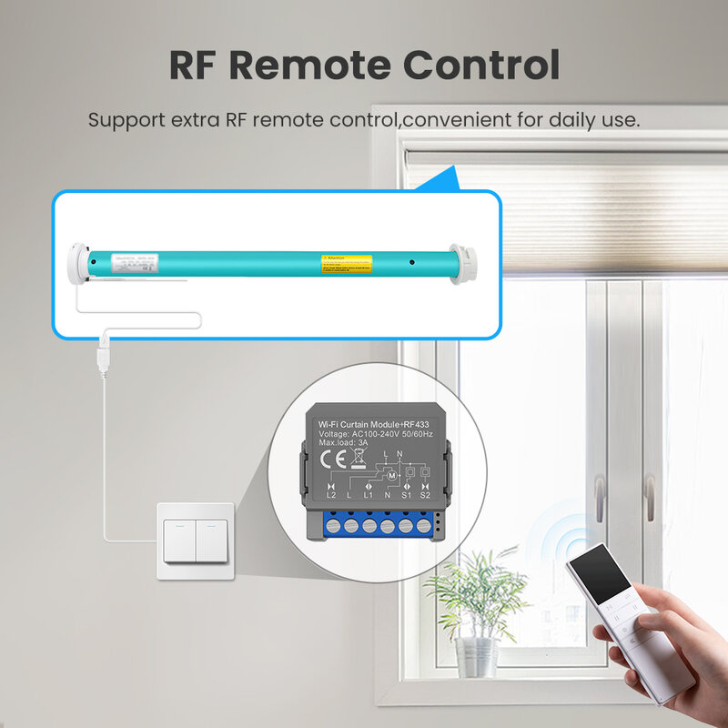 MIUCDA-Módulo de interruptor de cortina WiFi, RF433, Control inteligente de persianas, Control remoto por aplicación, funciona con Alexa y Google Home
