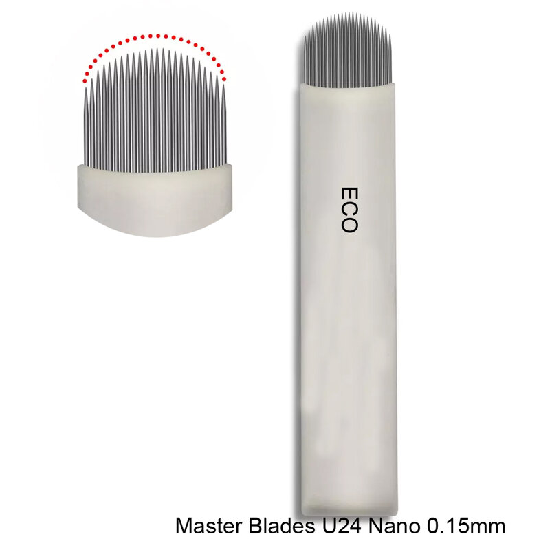 Cuchillas maestras de aguja de Microblading U24 Nano, 0,15mm, 50 unidades