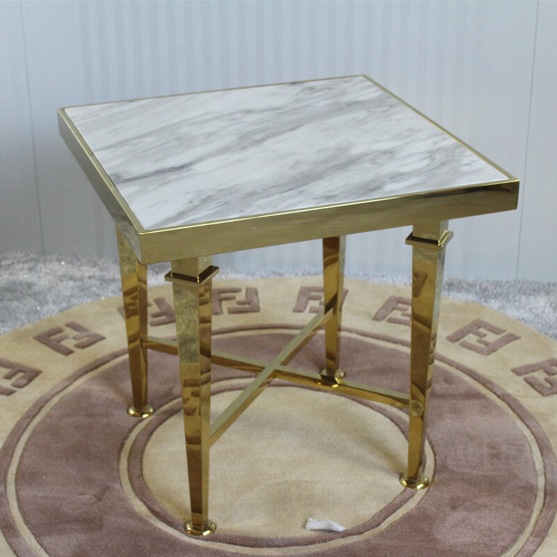 コーヒーテーブル,リビングルームの家具,オリジナルのグリッターゴールド,大理石のステンレス鋼フレーム,リビングルーム用