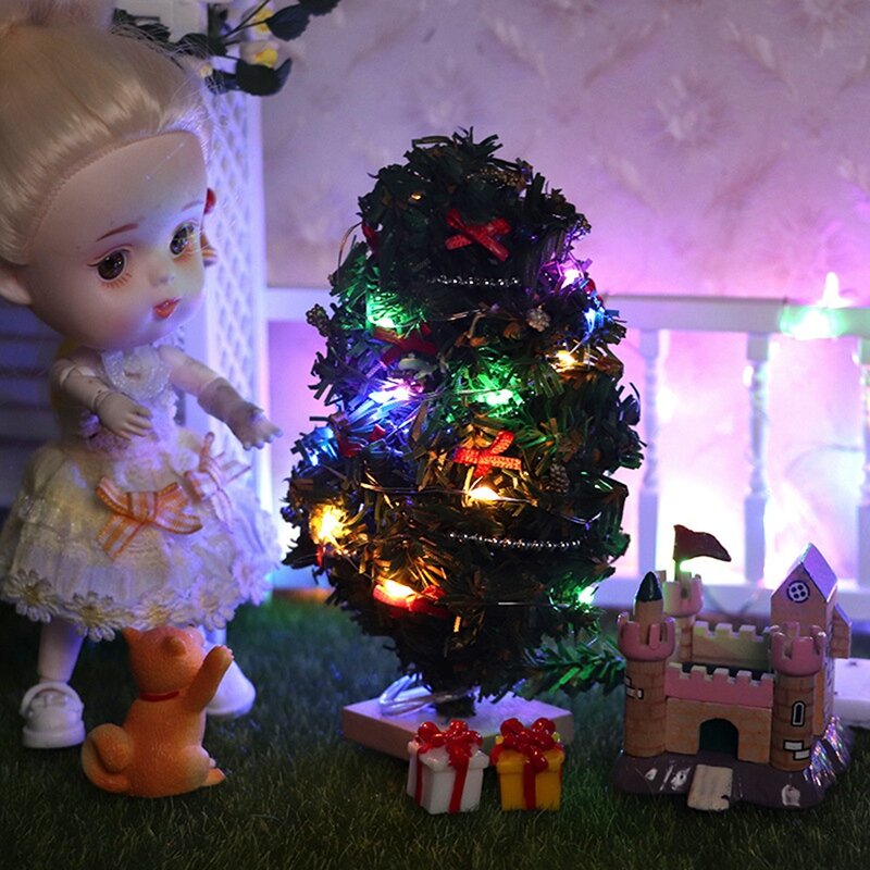 لعبة التظاهر بشجرة عيد الميلاد ، ديكور بيت الدمية ، مصغر للمهرجان ، زينة إكسسوارات عيد الميلاد ، 1 ، 12 بيت الدمية ،