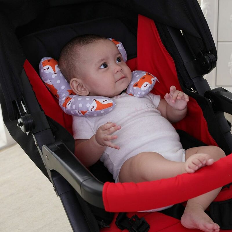 Bantal kereta bayi serat poliester penopang leher perjalanan berbentuk U Aksesori kereta bayi pelindung kepala