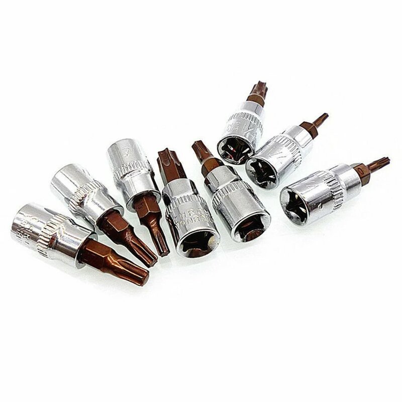 Destornillador Torx de 1/4 pulgadas, puntas de enchufe de 38mm, adaptador de llave de tubo, herramientas manuales T8, T10, T15, T20, T25, T27, T30, T40
