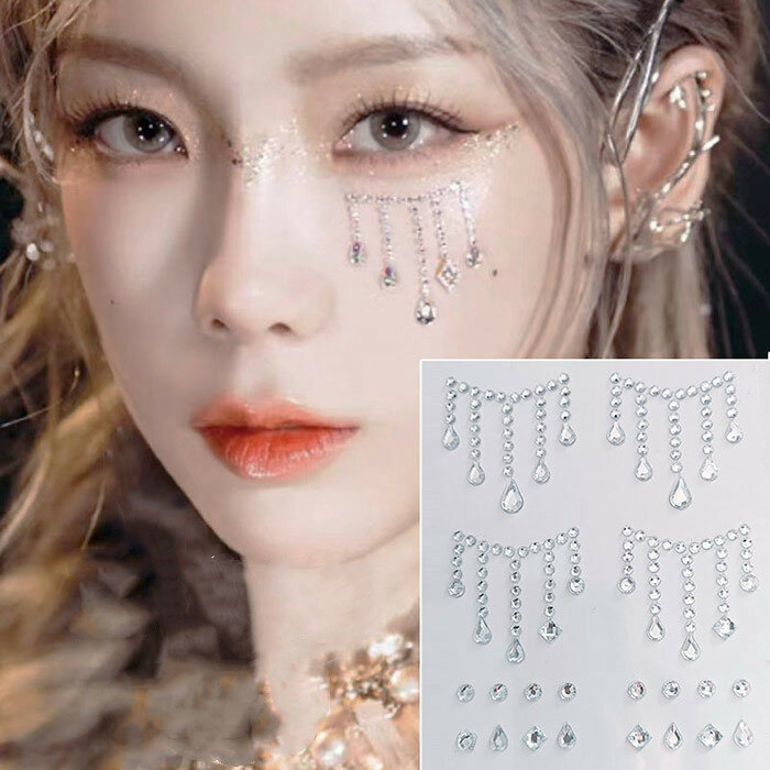 Gesicht Tattoo Lidschatten Aufkleber Nagel Aufkleber 3D Perle Gesicht Juwelen Diamant Dekoration Selbstklebende Körper Stirn Make-Up DIY Schönheit